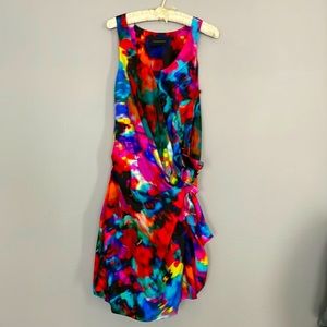 Thakoon multi-colored sleeveless scoop-neck tent dress, size 8, adj side tie